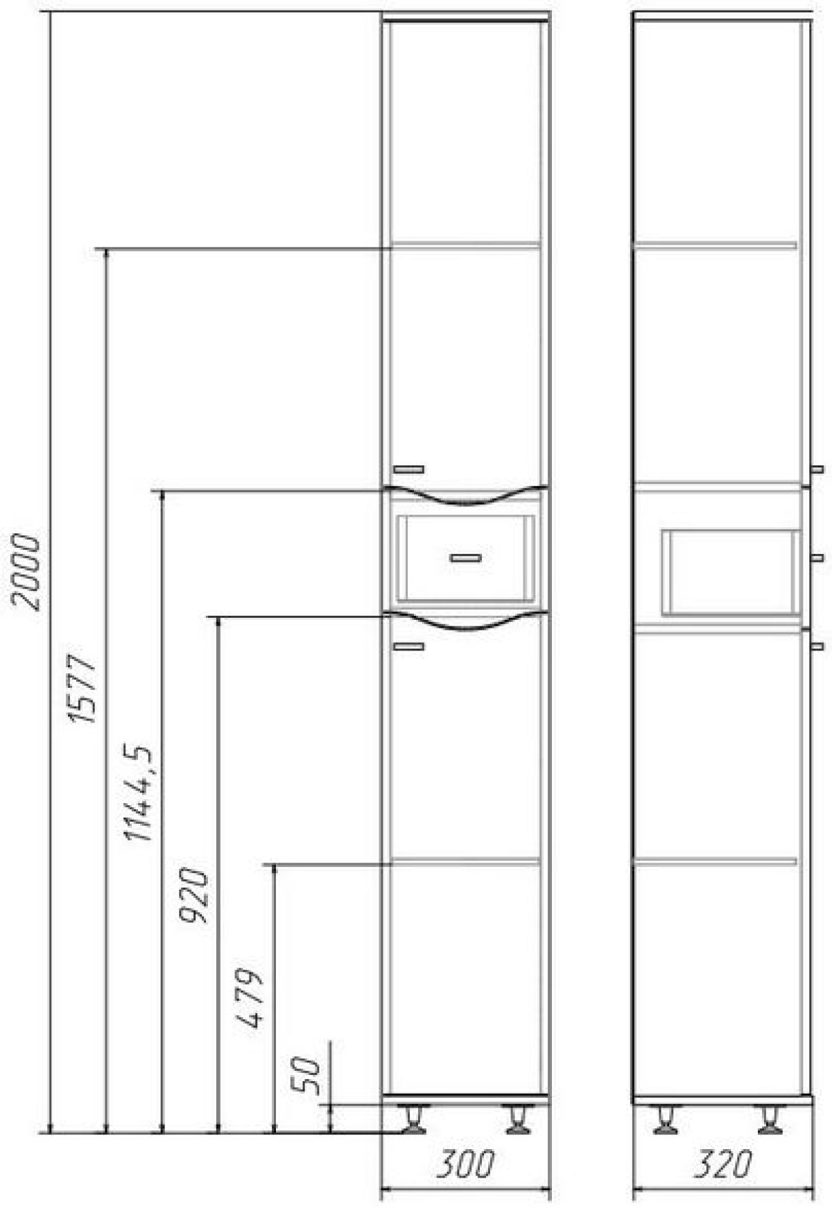 Пенал напольный 30 Волна с верхним ящиком В1 правый АЙСБЕРГ (DA1006P) | фото 3