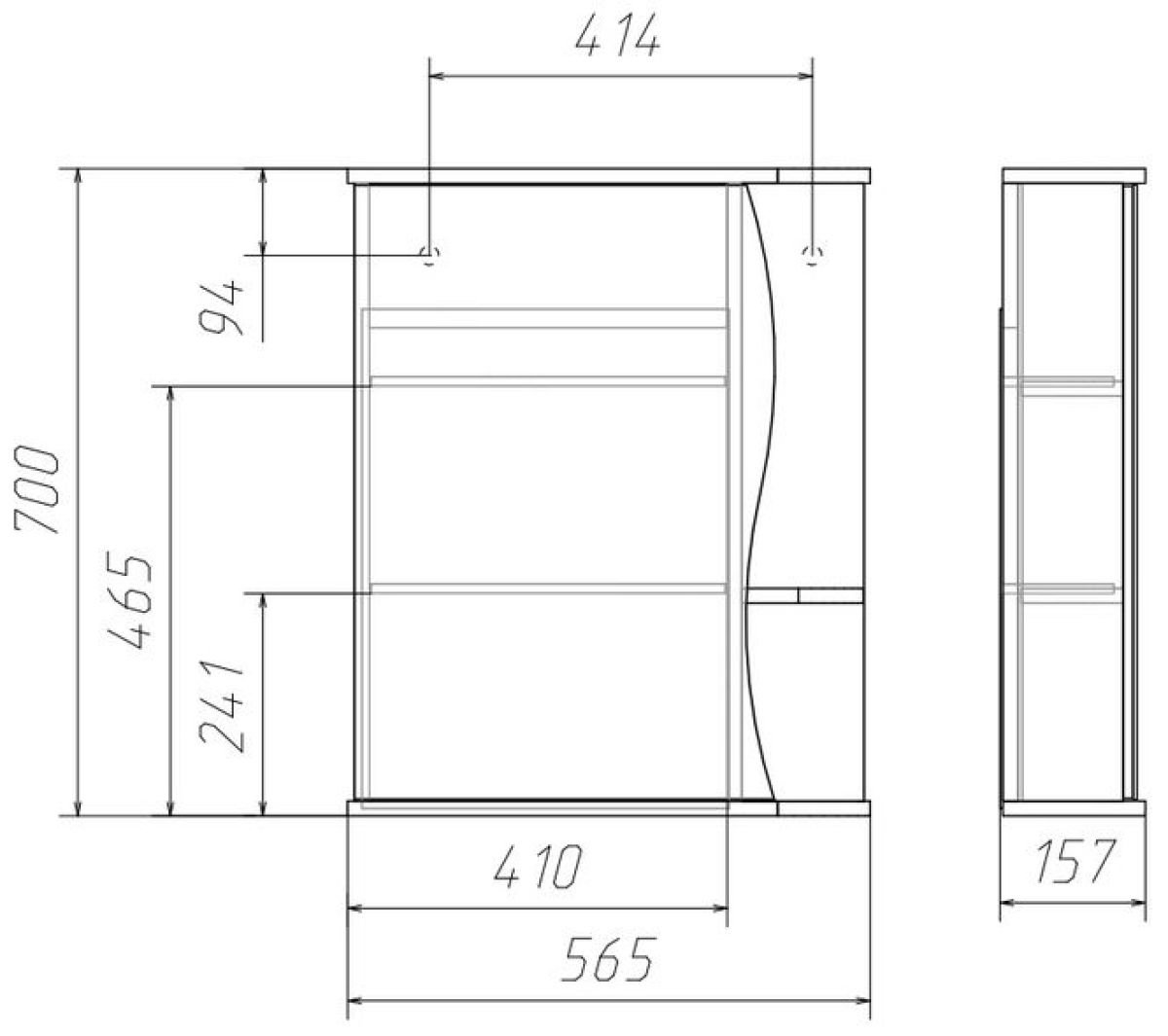 Шкаф-зеркало Волна 1-55 левый АЙСБЕРГ (DA1032HZ) | фото 3