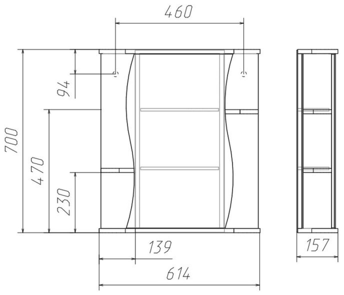 Шкаф-зеркало Волна 2-60 левый АЙСБЕРГ (DA1040HZ) | фото 3