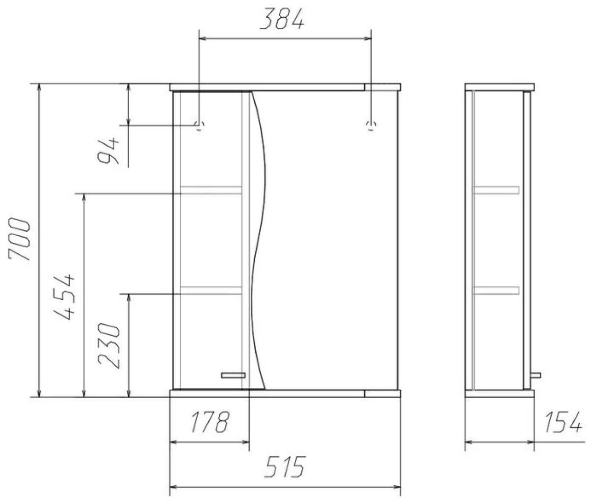 Шкаф-зеркало Волна 50 левый АЙСБЕРГ (DA1042HZ) | фото 3