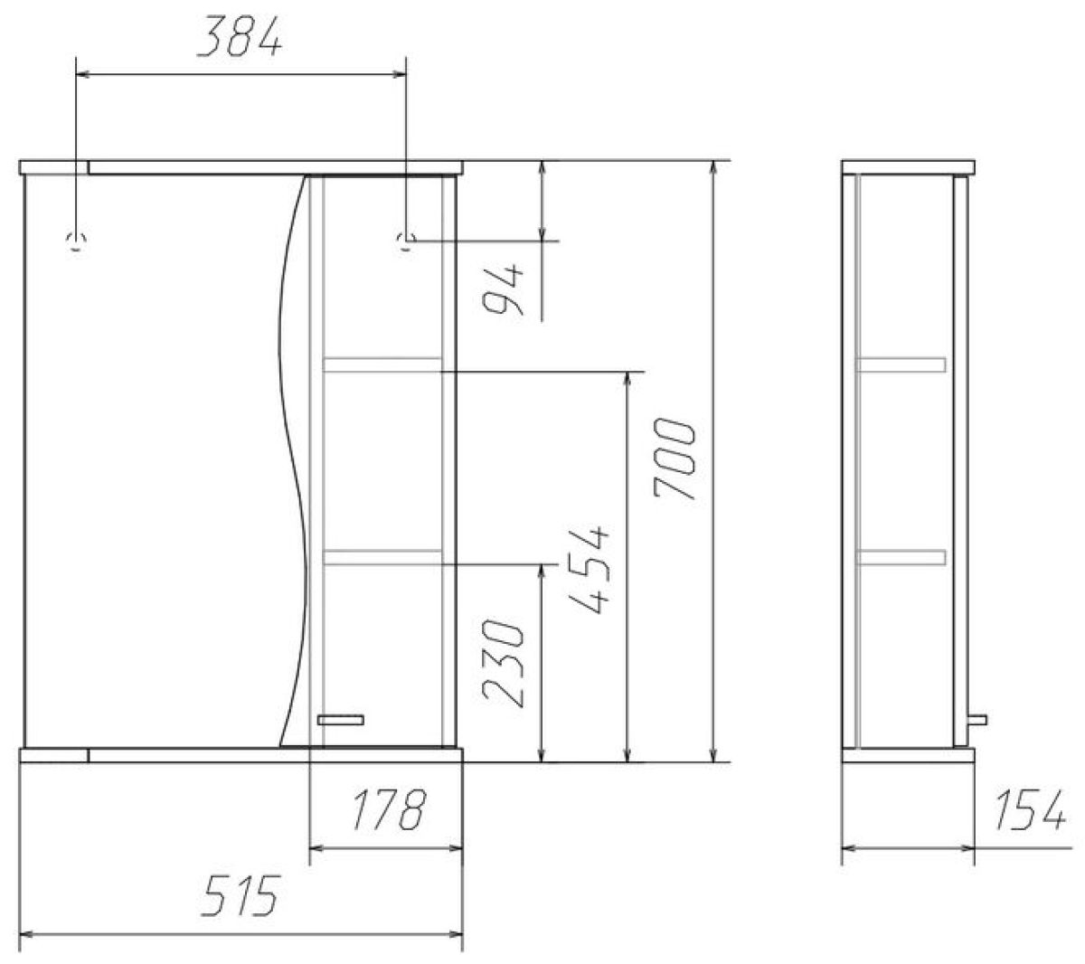 Шкаф-зеркало Волна 50 правый АЙСБЕРГ (DA1043HZ) | фото 3