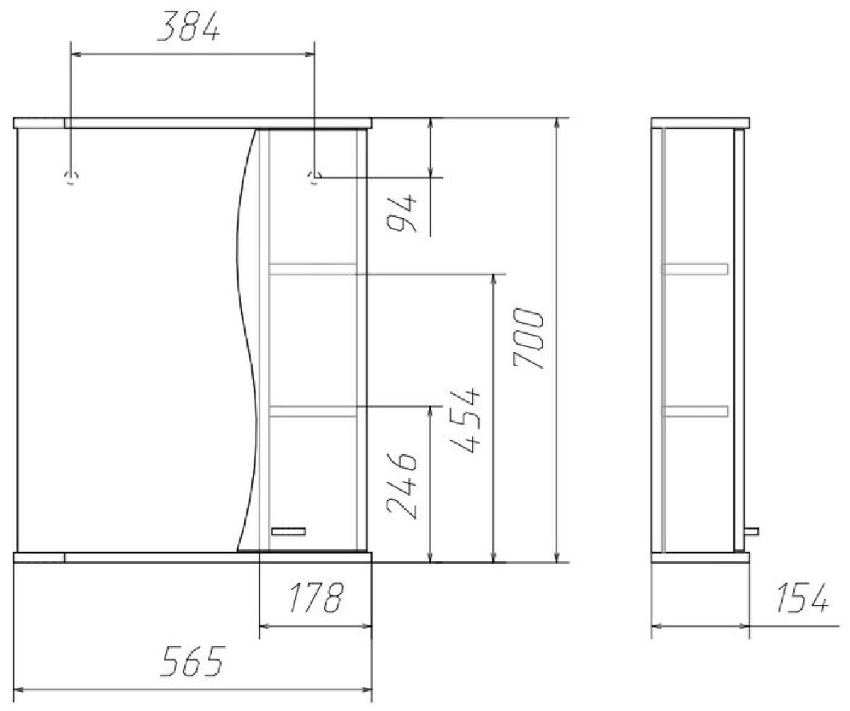 Шкаф-зеркало Волна 55 правый АЙСБЕРГ (DA1045HZ) | фото 3