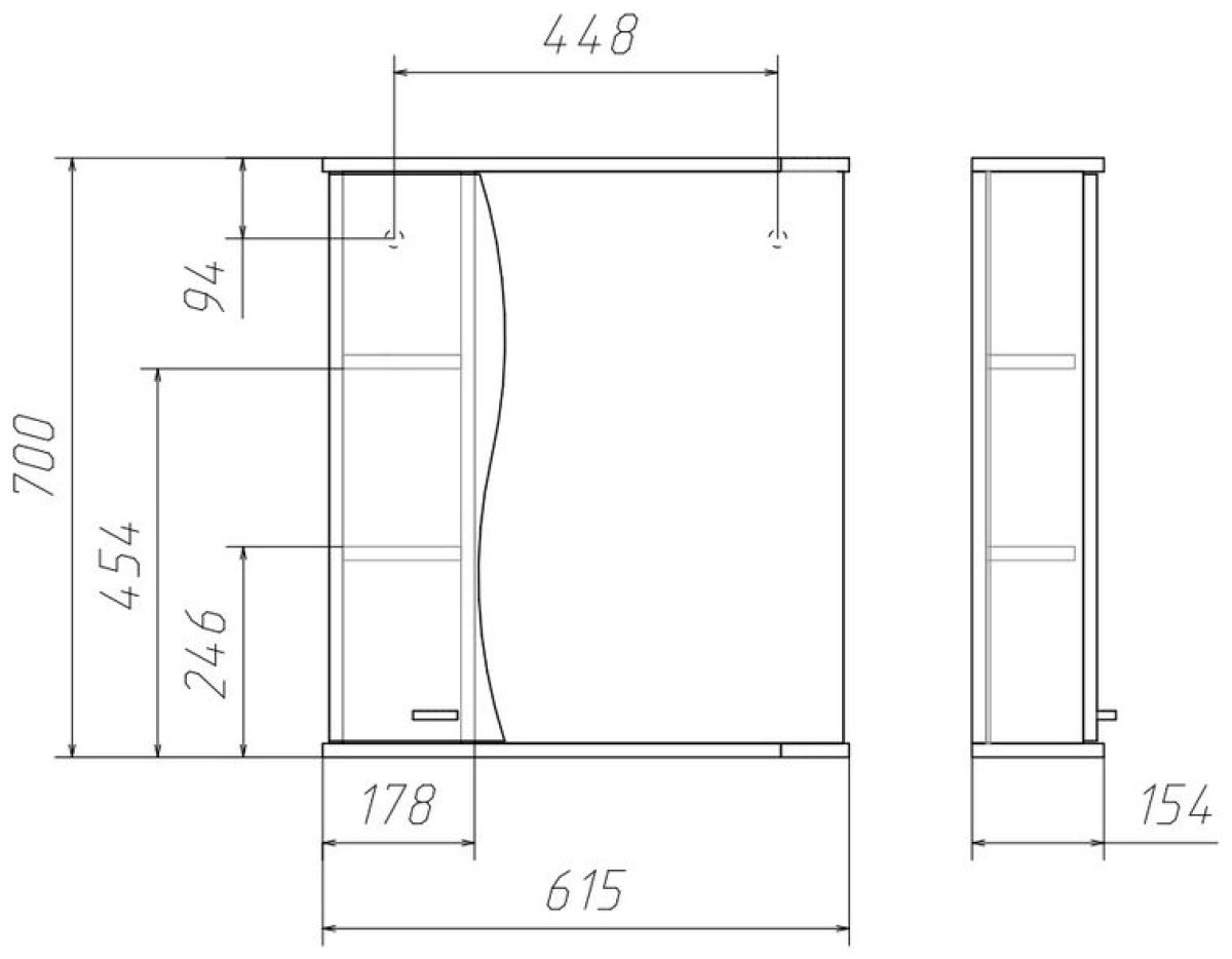 Шкаф-зеркало Волна 60 левый АЙСБЕРГ (DA1046HZ) | фото 3