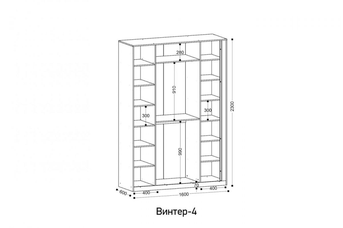 ВИНТЕР - 4 Шкаф 4-х створчатый | фото 2