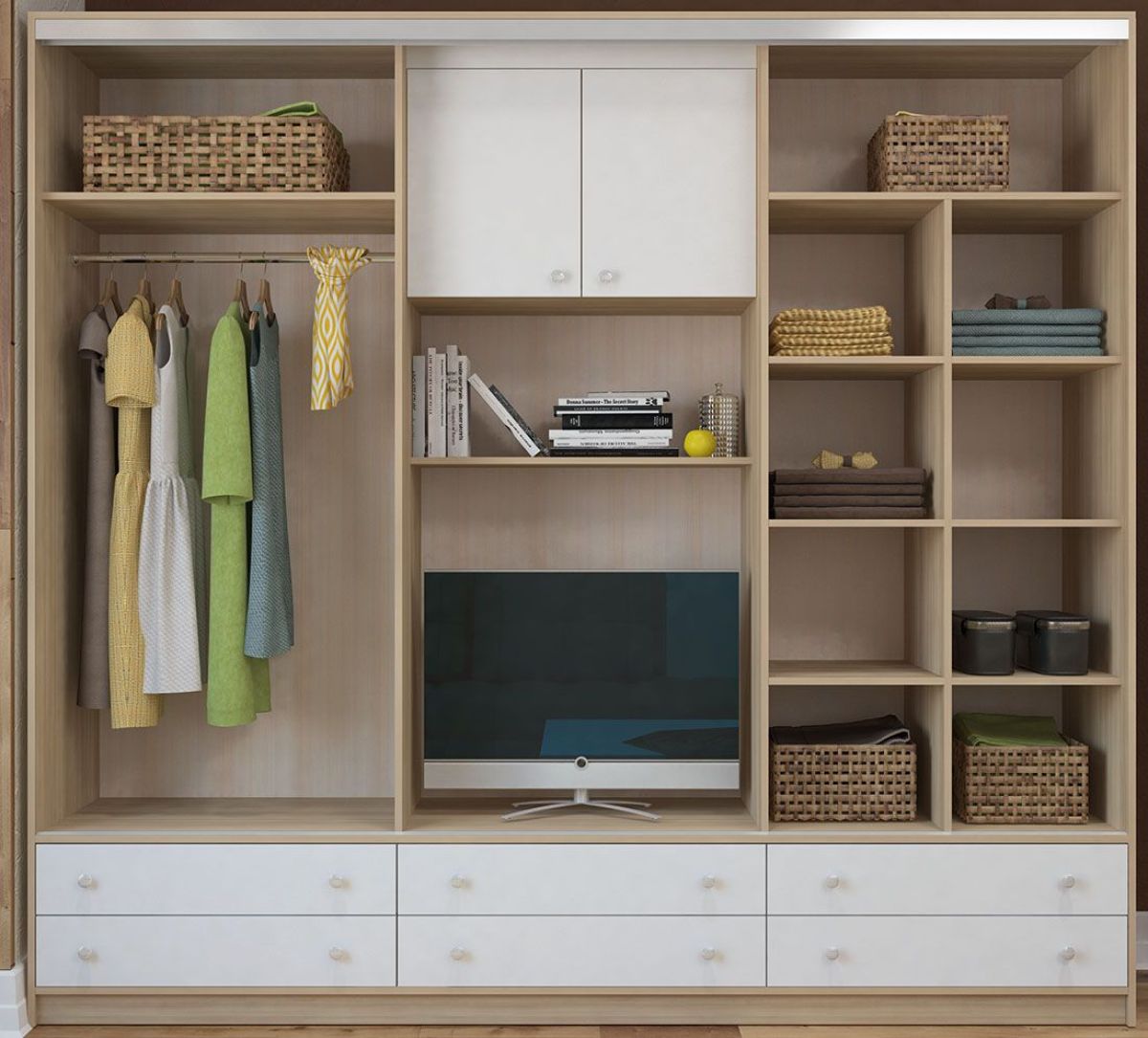 Шкаф-купе Галина с нише под ТВ 2800 ЛДСП/ЛДСП (монорельс) ЛДСП 1 кат. | фото 2