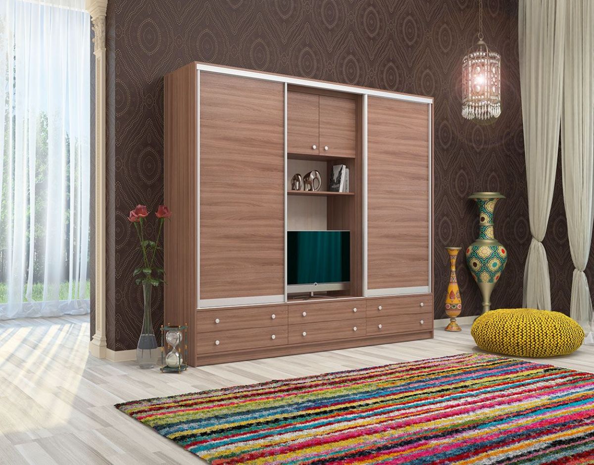 Шкаф-купе Галина с нише под ТВ 2800 ЛДСП/ЛДСП (монорельс) ЛДСП 1 кат. | фото 7