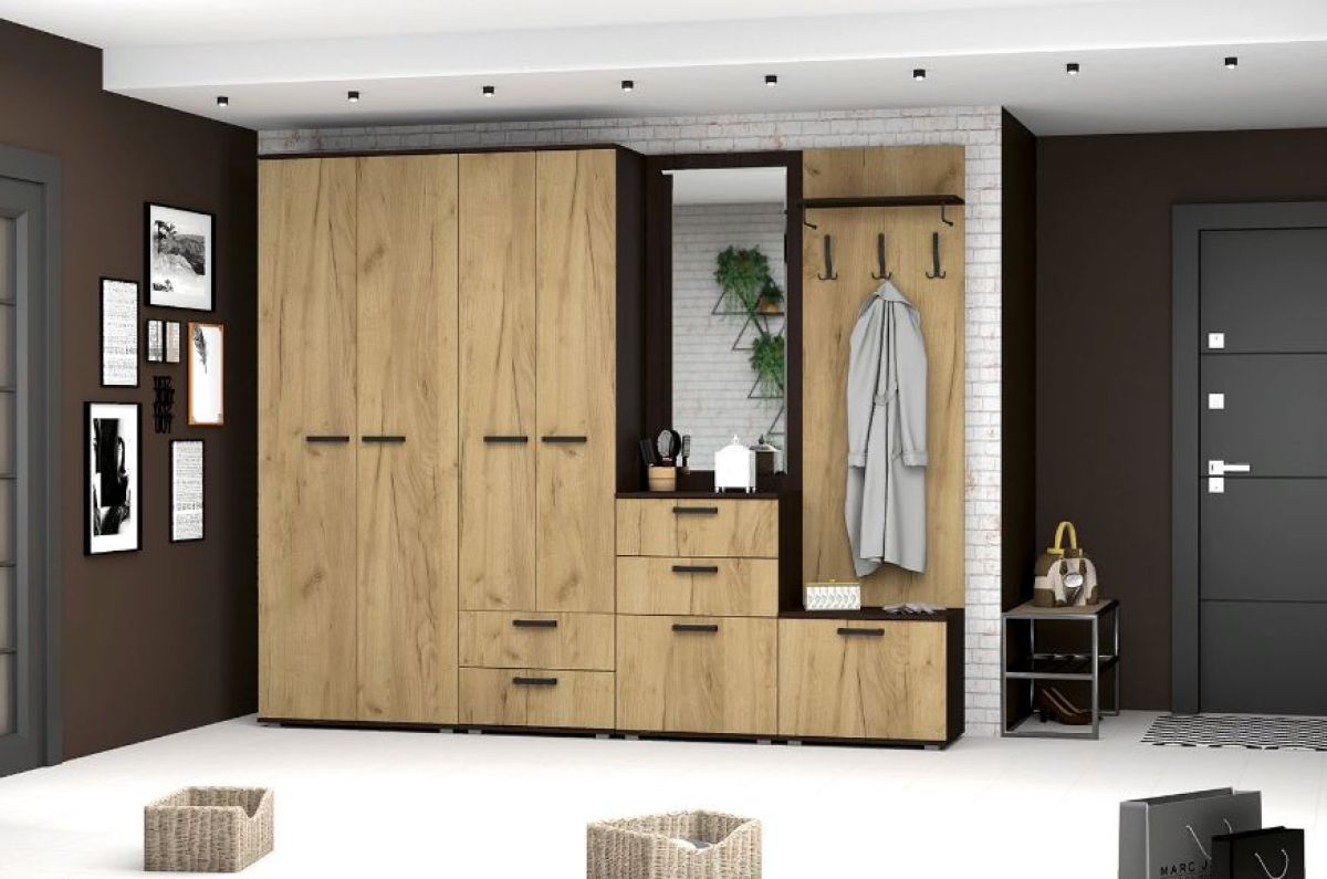 Прихожая Сафари Модуль С-2 Вешалка с тумбой (Венге/Дуб Крафт Золотой) | фото 3