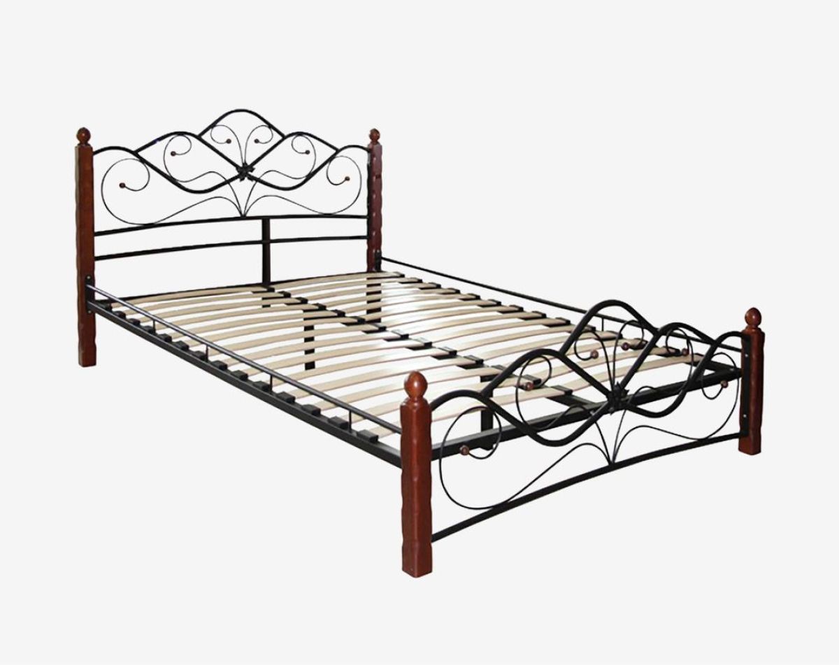 Кровать "Венера 1" КМД4.01 Черная (1600*2000) (ножки-махагон) с коваными элементами | фото 2