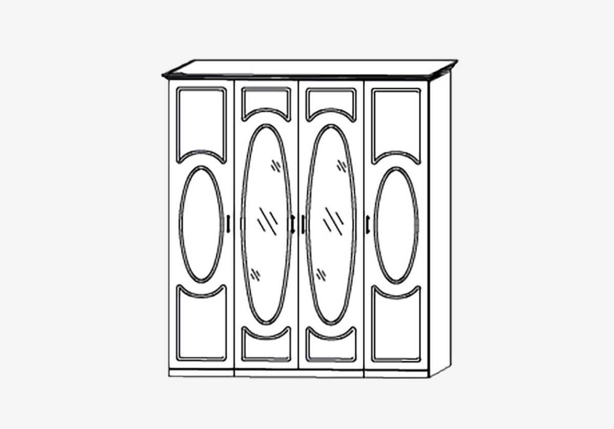 Прованс-2 Шкаф 4-х дверный с 2 зеркалами (Бежевый/Текстура белая платиной золото) | фото 2