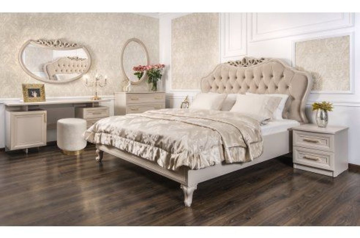 Кровать Мокко 1800 с мягким изголовьем + основание (бежевый) | фото 4