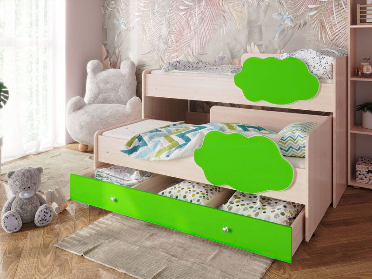 Кровать выкатная Соник на щитах (800*1600) с бортиком + ящик | фото 4