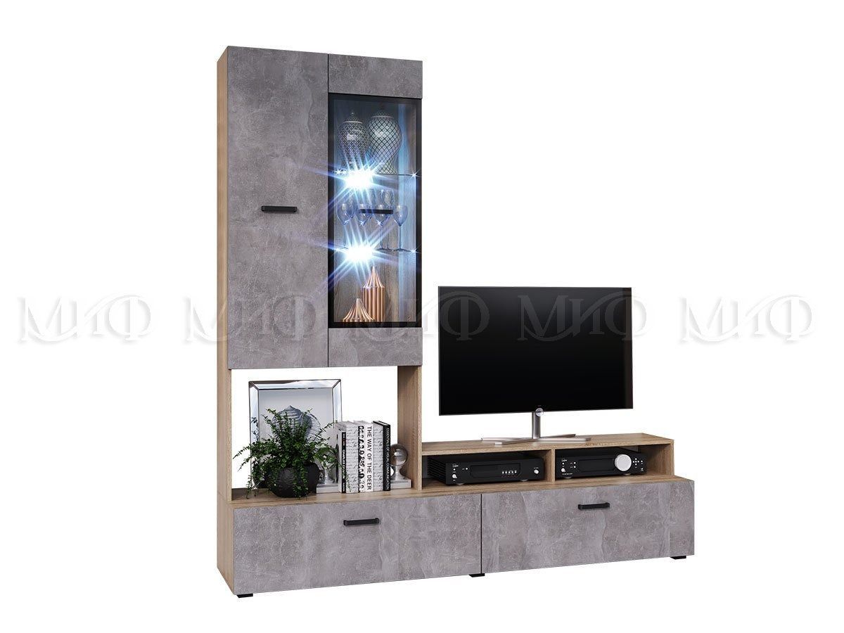 НЭНСИ NEW Гостиная ЛДСП (модульная) Бетон светлый/Сонома | фото 4