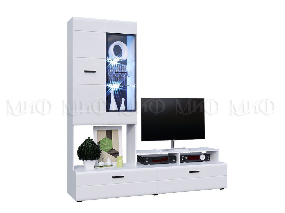 НЭНСИ NEW Гостиная МДФ (модульная) Белый глянец/Белый | фото 2