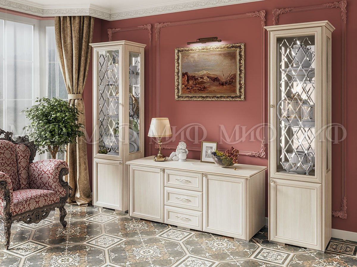 ПАРМА Гостиная Шкаф-стекло (Сандал светлый) | фото 3