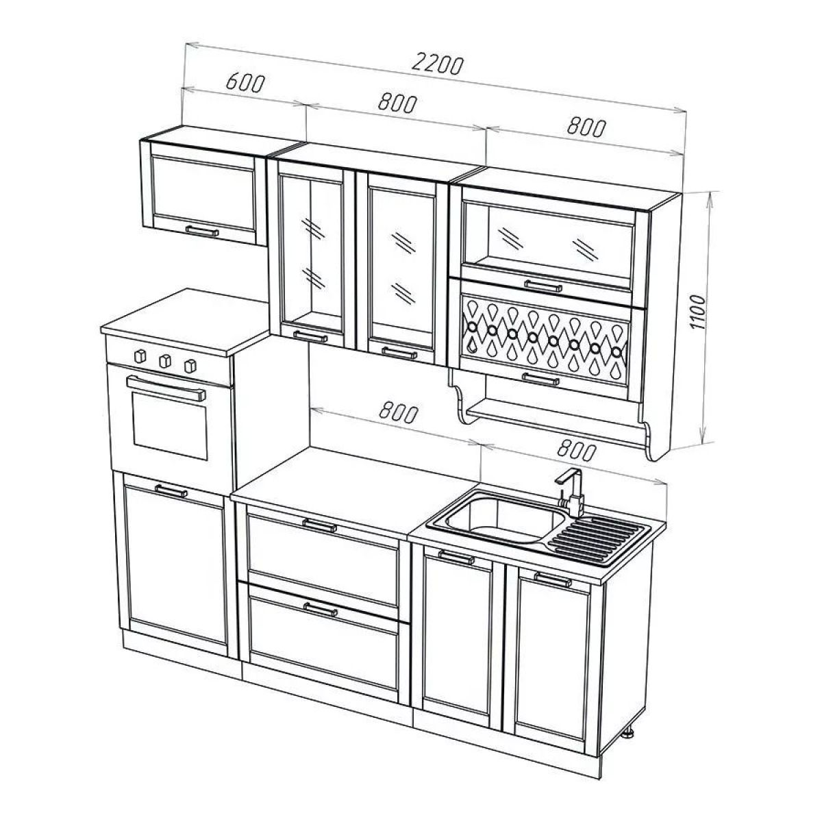 МИЛАНО Кухонный гарнитур 2,2 м Компоновка №3 (Белая текстурная) | фото 2