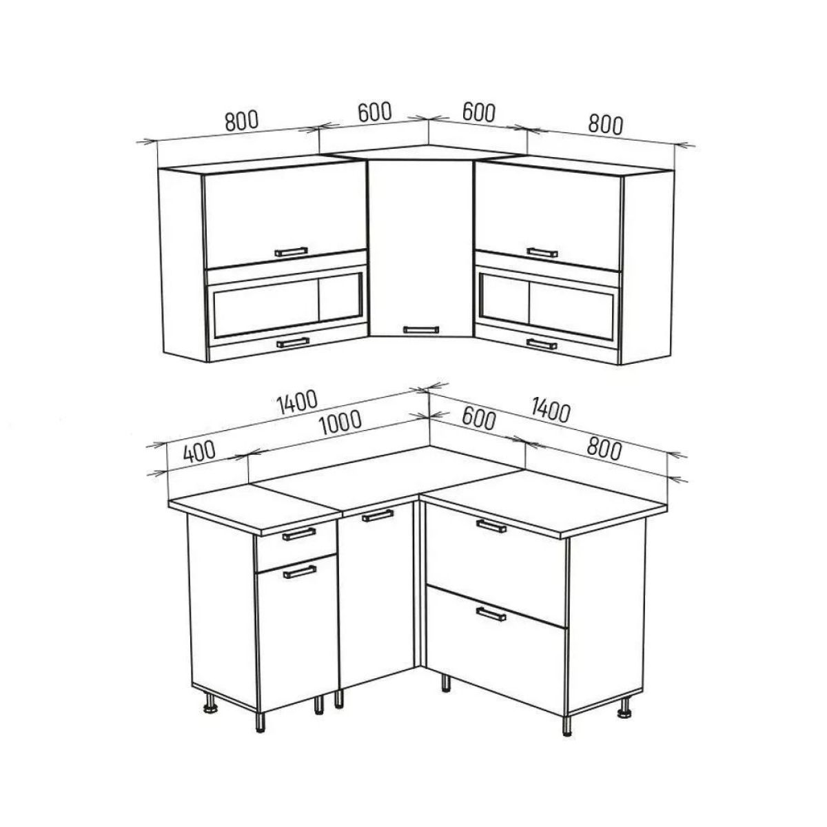 ТЕХНО Кухонный гарнитур угловой 1,4х1,4 м Компоновка №2 | фото 6
