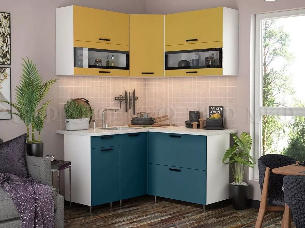 ТЕХНО Кухонный гарнитур угловой 1,4х1,4 м Компоновка №2 | фото 3