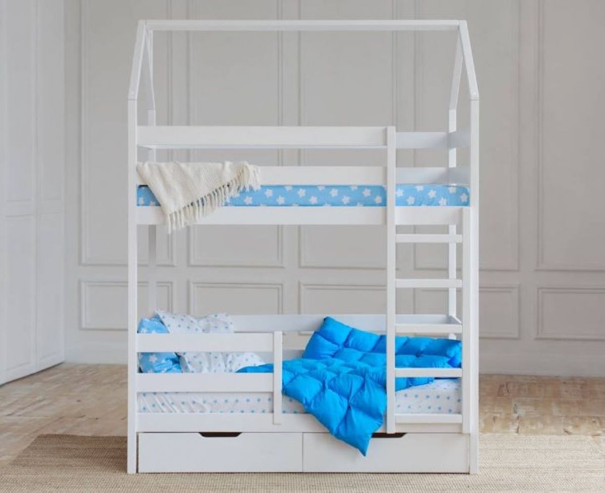 Кровать-домик двухъярусная 80*190 Белый | фото 5