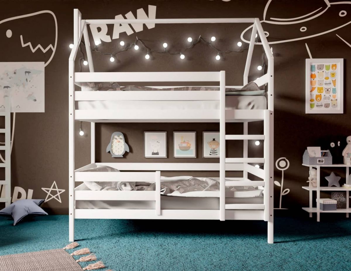 Кровать-домик двухъярусная 80*190 Белый | фото 2