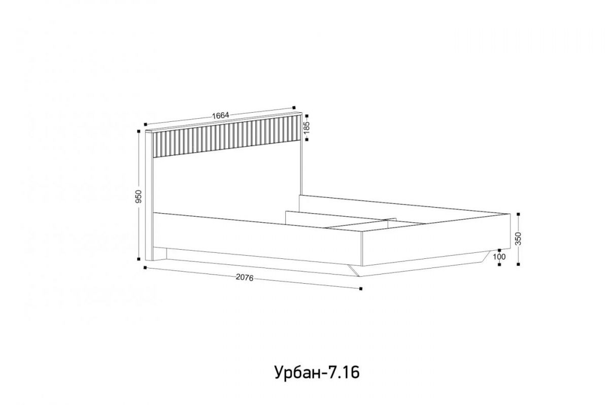 УРБАН - 7.16 Кровать 1600 С ОРТОПЕДОМ и ПМ ПВК | фото 2