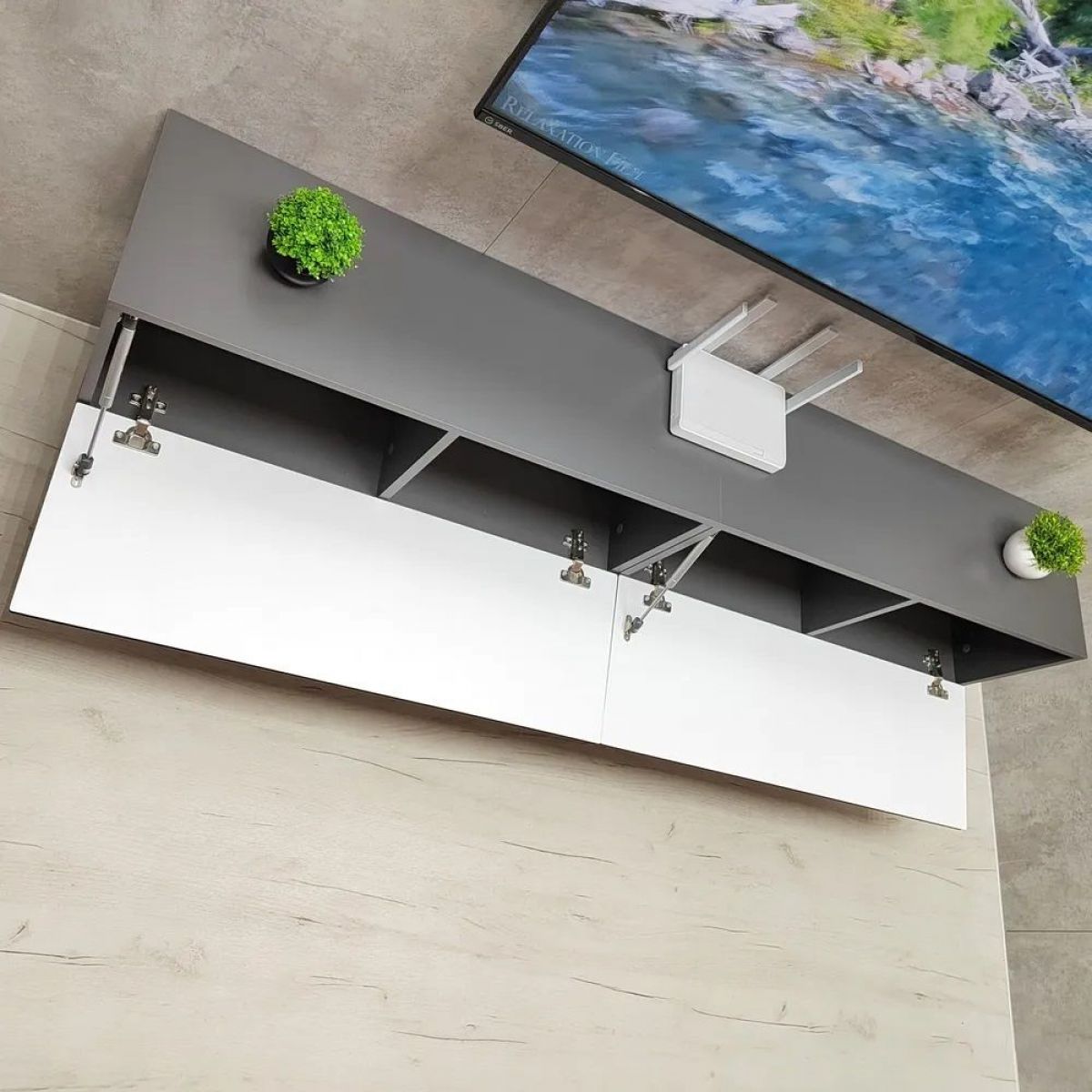 Тумба подвесная под ТВ LINES MTV3-MA 900 Темно-серый (Графит-M 10.1.25) | фото 11