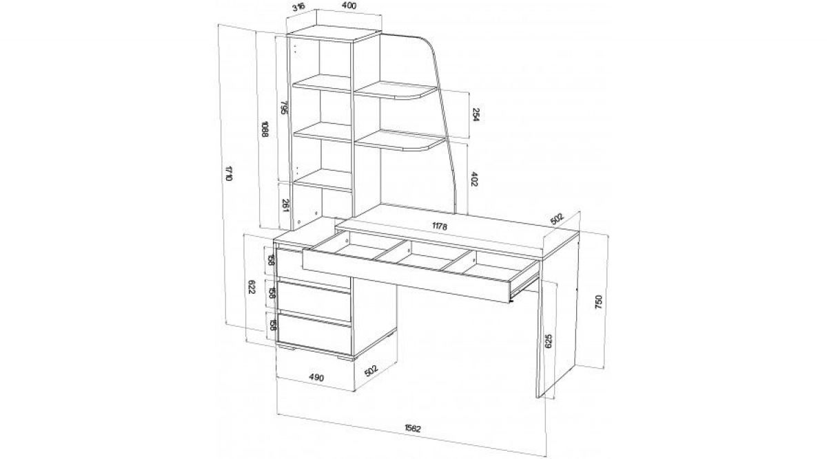 ПИФАГОР Стол компьютерный (дуб вотан/кашемир) | фото 2