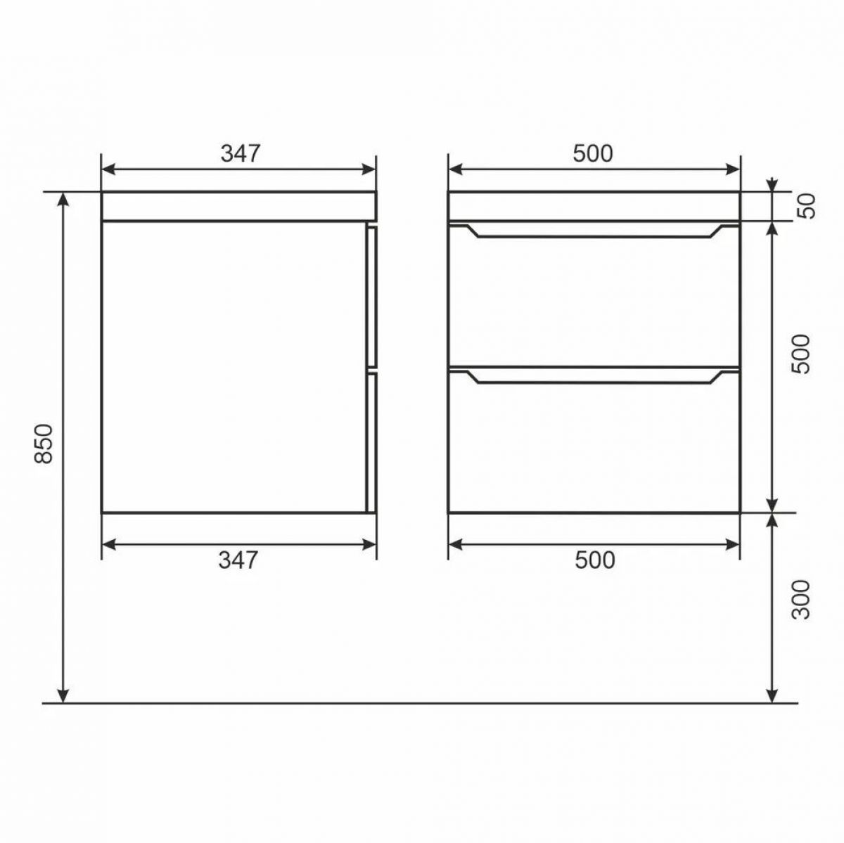 Тумба под раковину Uperwood Tanos 50 см, подвесная, белая матовая | фото 2