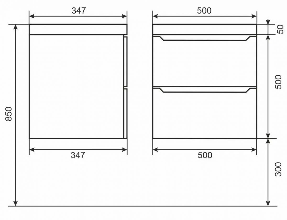 Тумба под раковину Uperwood Tanos 50 см, подвесная, черная матовая | фото 3