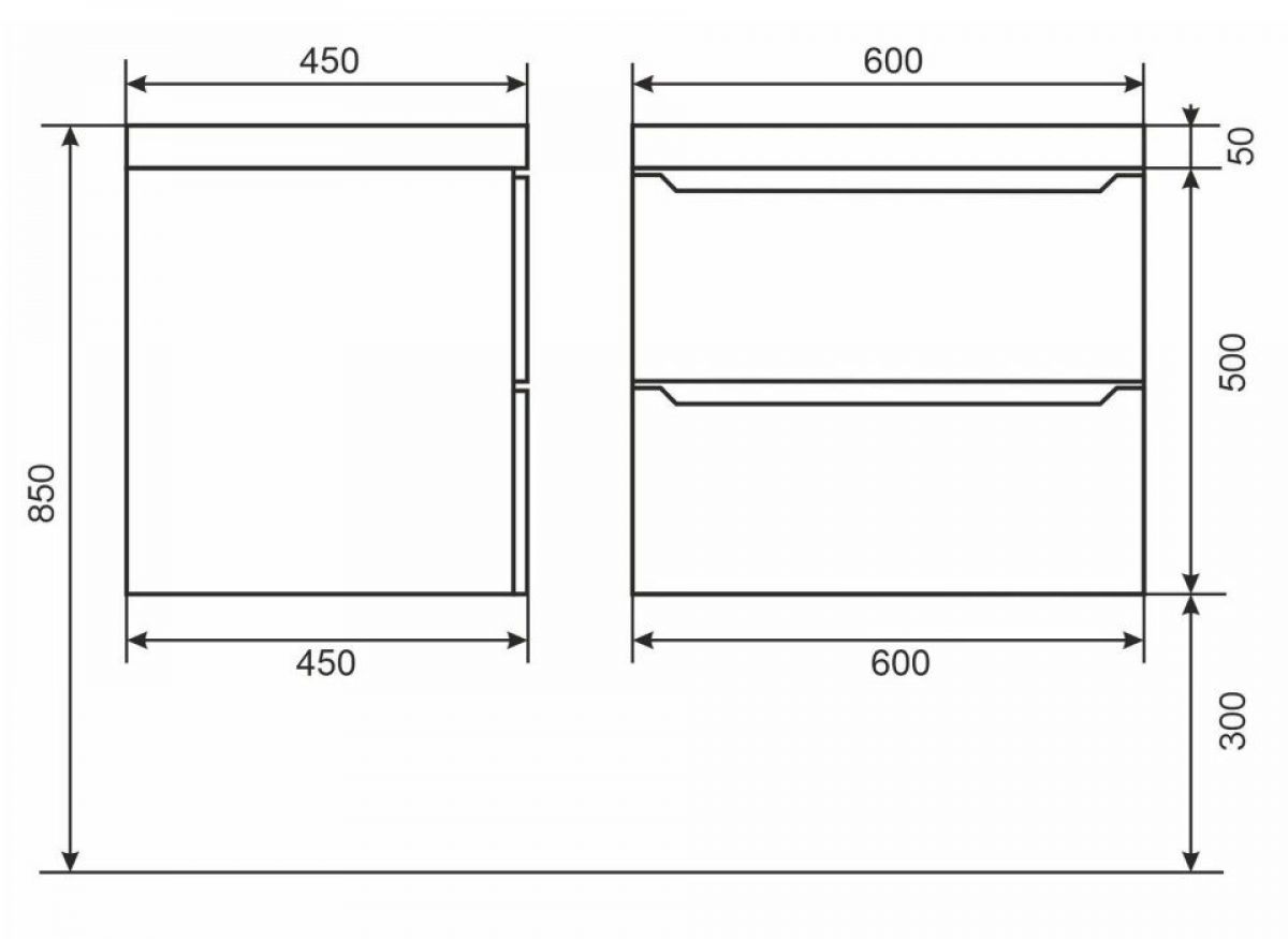 Тумба под раковину Uperwood Tanos 60 см, подвесная, черная матовая | фото 6