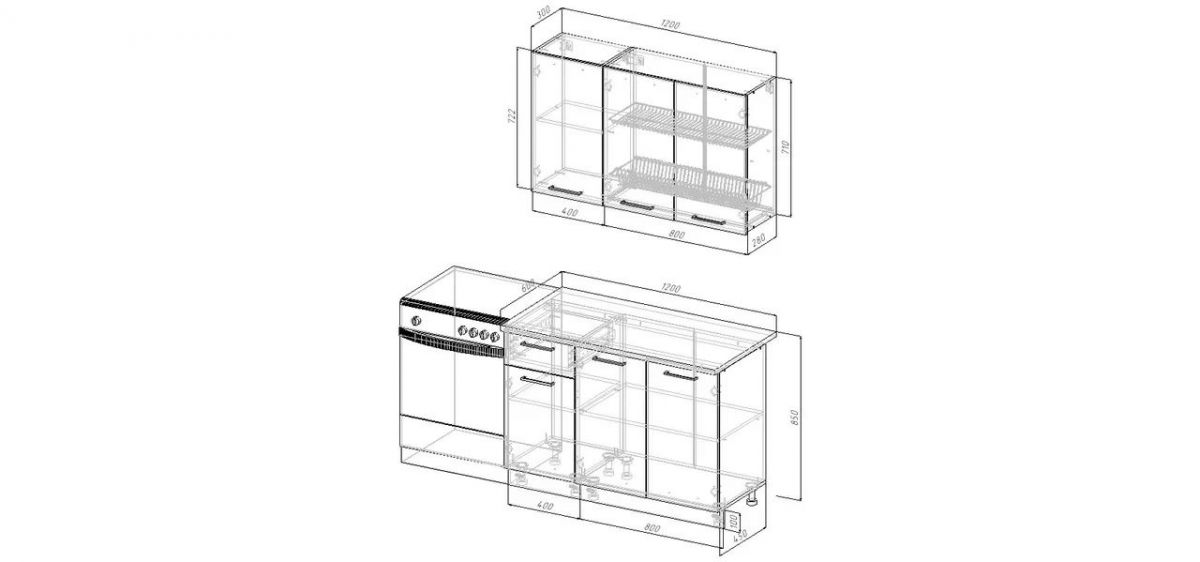 Кухонный гарнитур Антик 1200 (Стол. 38мм) | фото 2