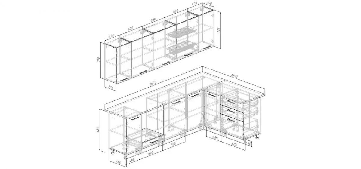 Кухонный гарнитур Антик 2600*1600 (Стол. 38мм) | фото 2