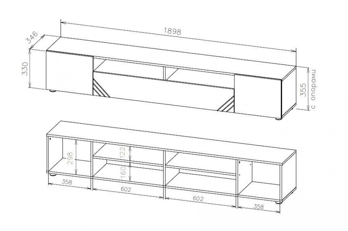 БАЙКАЛ Тумба для телевидеоаппаратуры (Графит/Дуб золотой) | фото 3