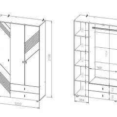 БАЙКАЛ Шкаф трехстворчатый (с ящиками) Графит/Дуб золотой | фото 3