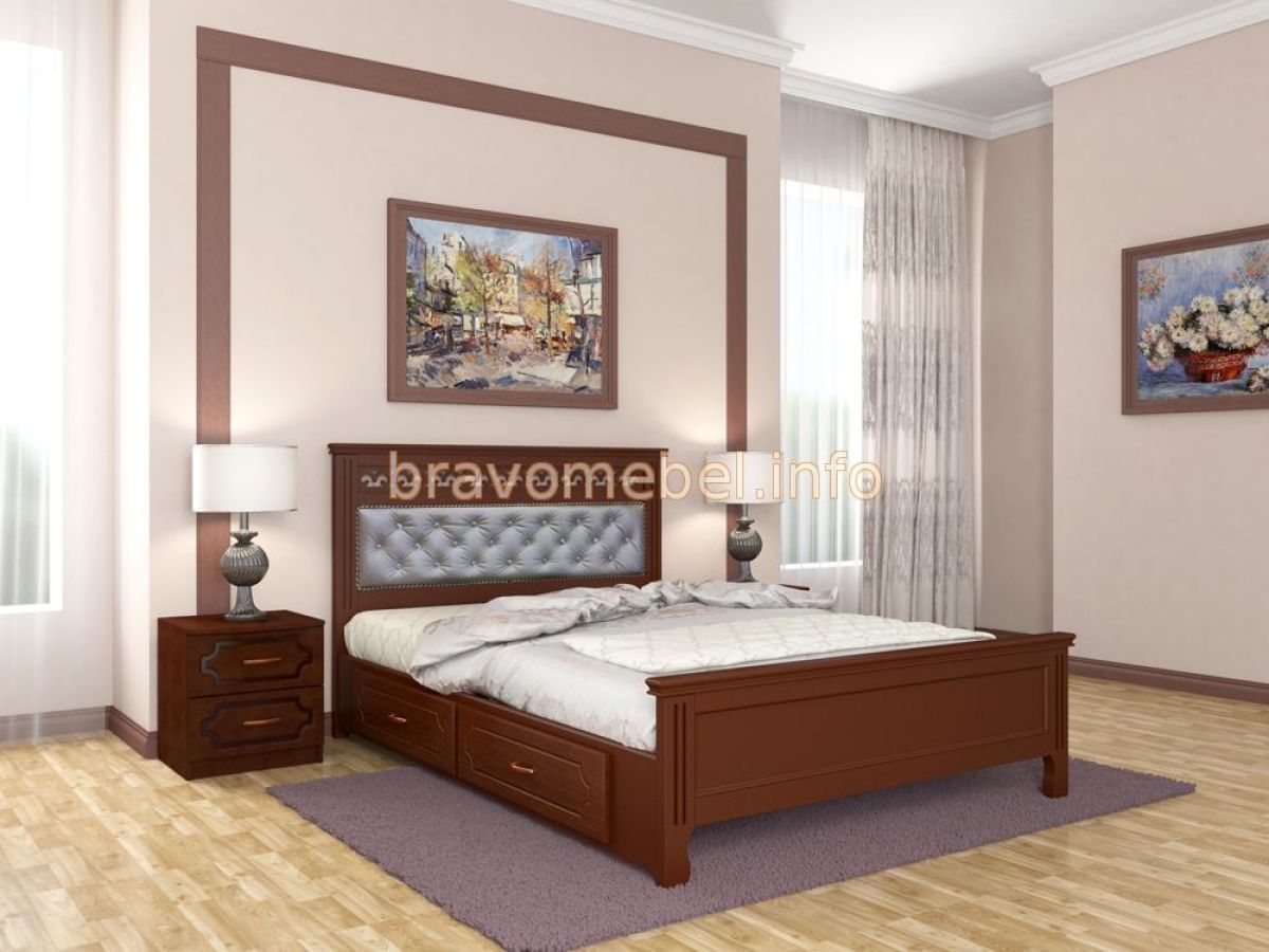 ГРАЦИЯ Кровать из массива 1400 с 2-мя ящиками | фото 2