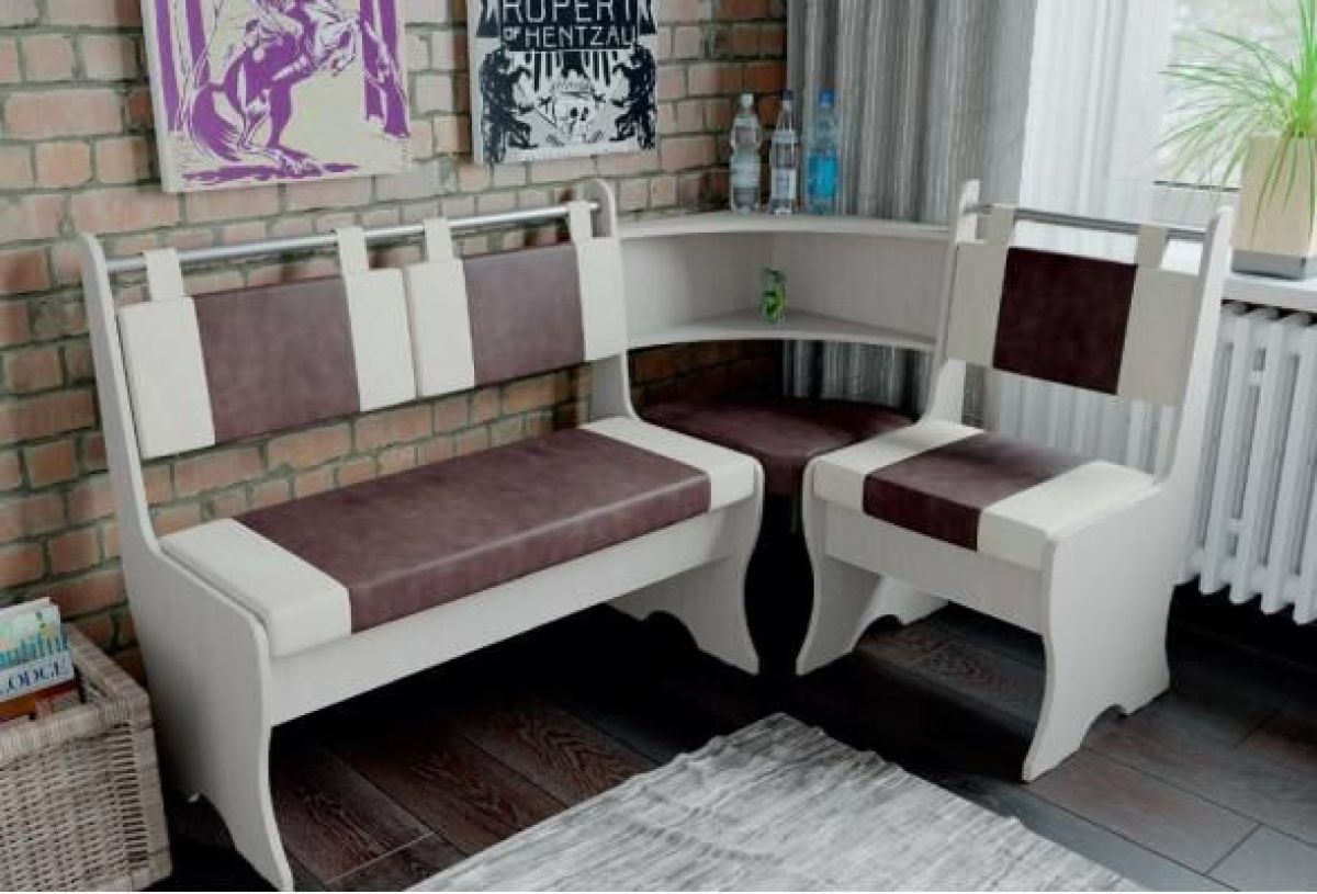 Скамья угловая ДЕЛЬТА Коричневый-беж/Дуб молочный | фото 2