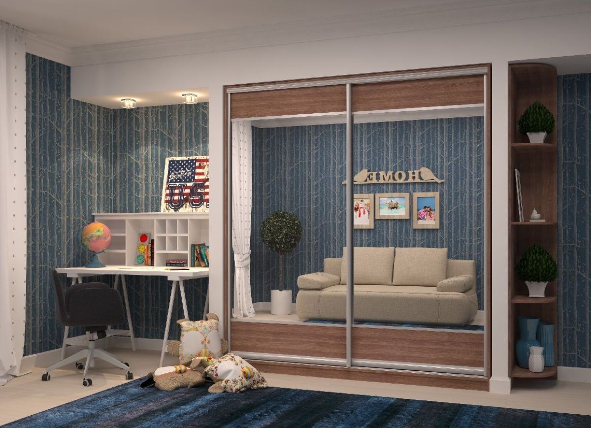 Шкаф-купе Юлия 2400 ЛДСП/Зеркало/ЛДСП (ЛДСП 1 кат.) | фото 8